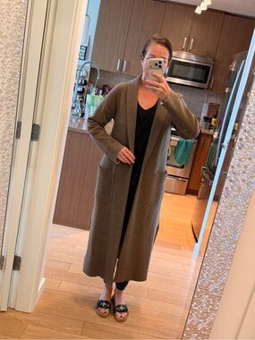 Babaton Long Open-Front Cardigan in Brown